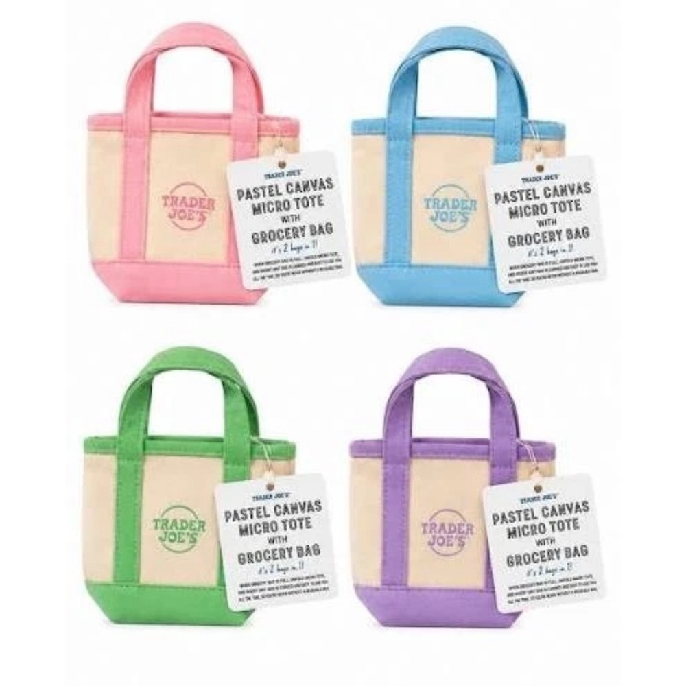 Trader Joes Pastel Canvas Micro Tote Bag Set of 4 PRE-ORDER!! SAME DAY SHIPPING!